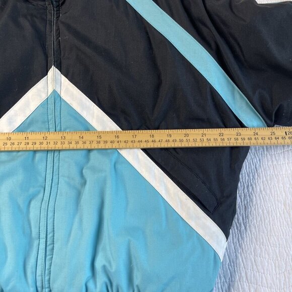 VTG Downhill Racer Jacket Ski Down Fill 80s Puffer Color Block Size M Teal Black - Picture 9 of 12